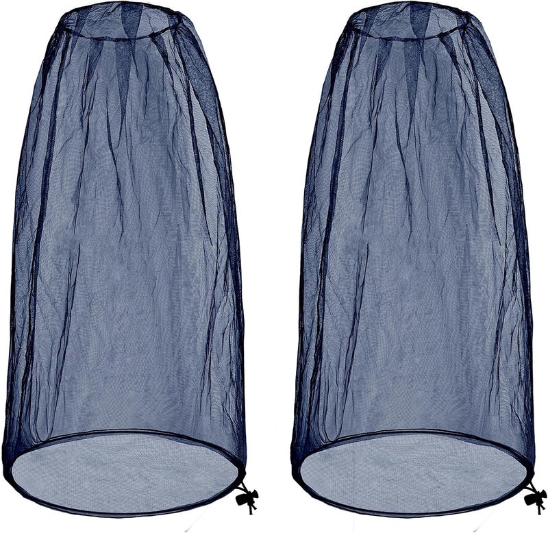 JayruiMice 2 Pack Ultra Large Mosquito Net 42x25 Inches Mosquito Head Net Oversized Insect Netting Bug Fits Most Hats for Gardening Hiking Fishing Traveling(Navy Blue) - Image 1